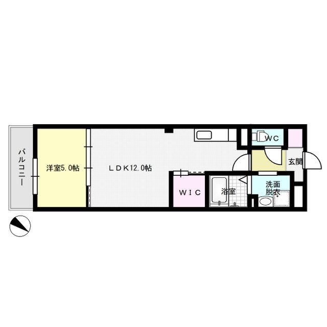 シャトー宝町(1LDK/1階)の間取り写真