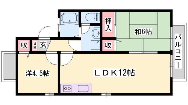 セジュール浜寺(3LDK/1階)の間取り写真