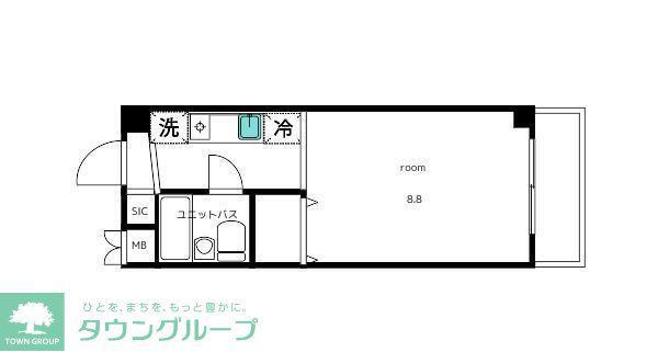 クラージュ等々力(1K/2階)の間取り写真