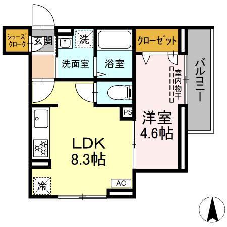 D PAINA KANNON(1LDK/3階)の間取り写真