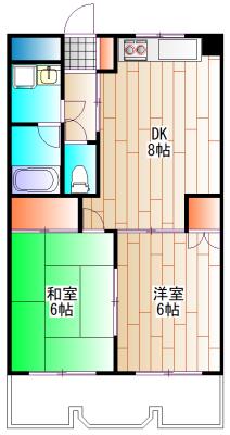 メジャーモ広町(2DK/2階)の間取り写真