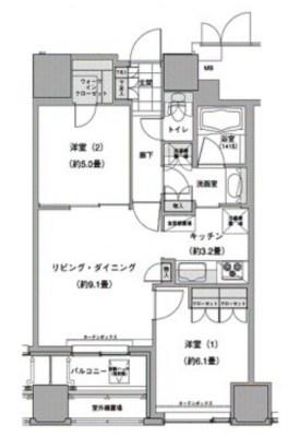 ウエストパークタワー池袋(2LDK/20階)の間取り写真
