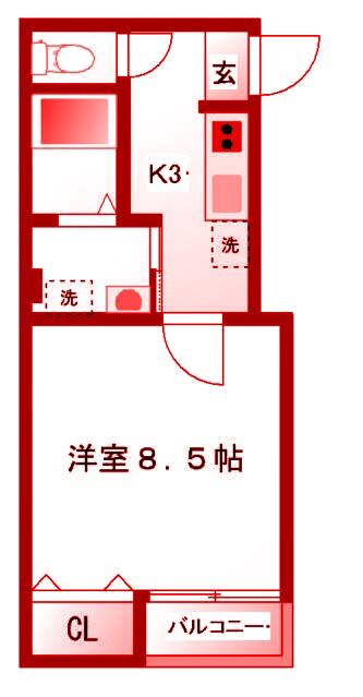 セレスティアル浦島(1K/2階)の間取り写真