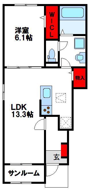 グランリヴァージュ宮司II(1LDK/1階)の間取り写真