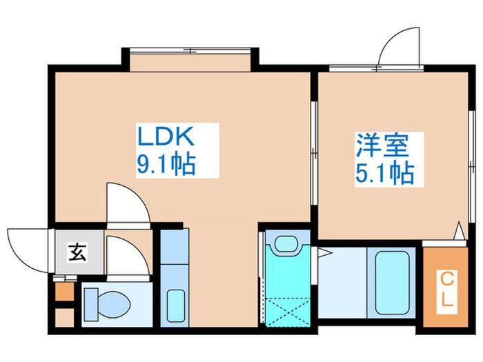 M521(1LDK/3階)の間取り写真