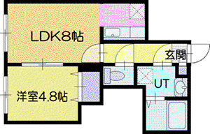 アーバン文教大前B(1LDK/2階)の間取り写真