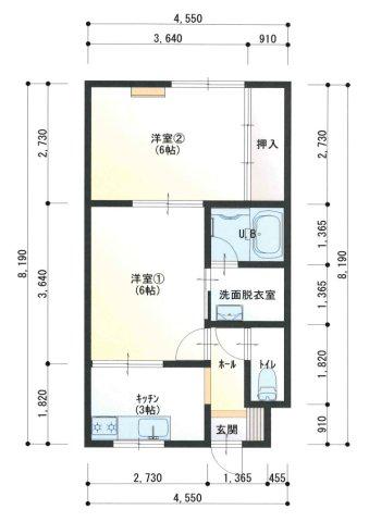 東任田町 ホクエイハイツ(2K/1階)の間取り写真
