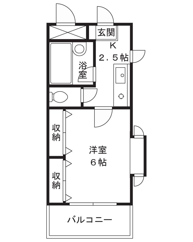 こがねマンション(1K/2階)の間取り写真