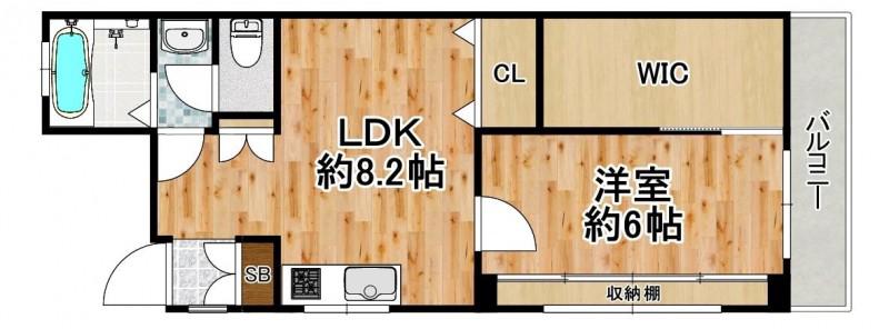 秋田ビル(1LDK/2階)の間取り写真