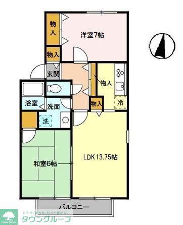 ラフォーレ皇山(2LDK/2階)の間取り写真