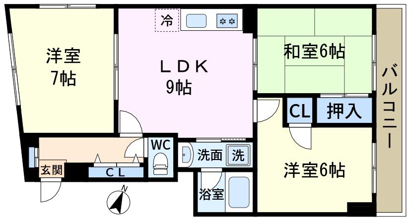 第3ハイツカトレア(3LDK/3階)の間取り写真