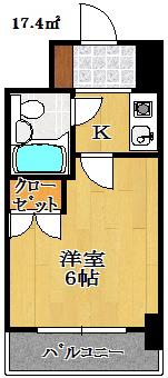 カスタリア船橋(1K/4階)の間取り写真