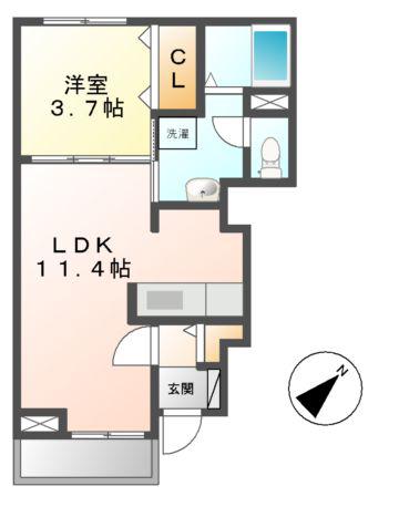 アレグリア(1LDK/1階)の間取り写真