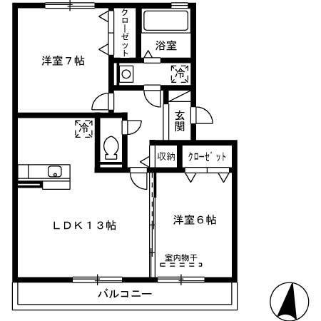 エスペラール(2LDK/2階)の間取り写真