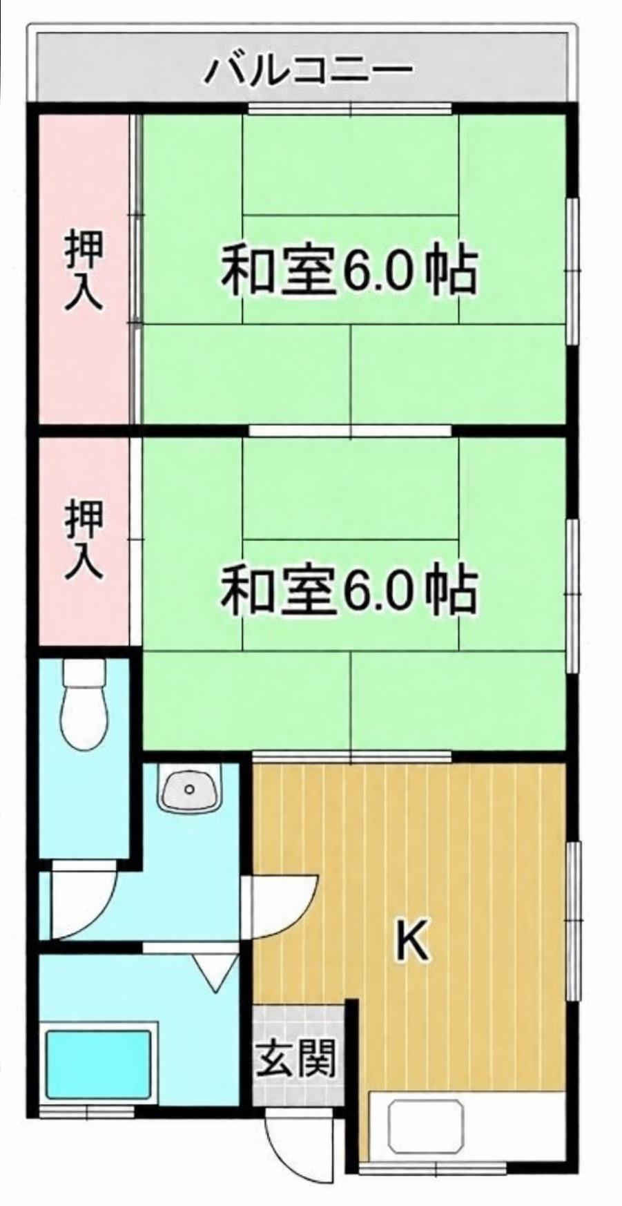 ノースナイン熊本(2K/2階)の間取り写真