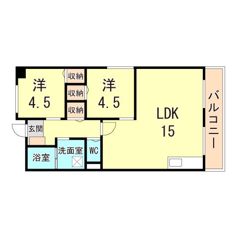 リバーサイドハイツ(2LDK/2階)の間取り写真
