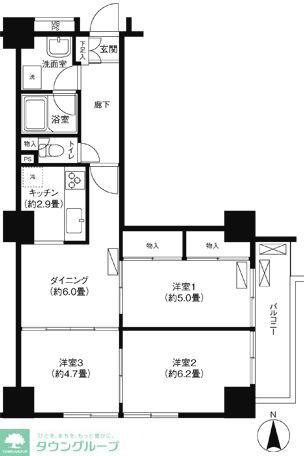 コスモリード西日暮里(3DK/5階)の間取り写真
