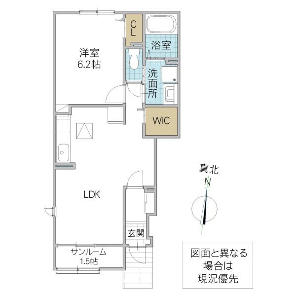 ステーションサイド下菅谷(1LDK/1階)の間取り写真