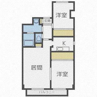 コンフォース杜(2LDK/4階)の間取り写真