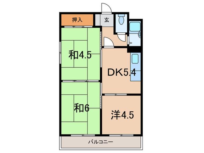 甲南メゾン深江(3DK/2階)の間取り写真