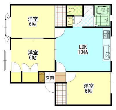 バードランド南蔵王B棟(3LDK/2階)の間取り写真