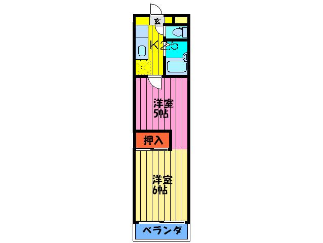 グレープハイツ(2K/3階)の間取り写真