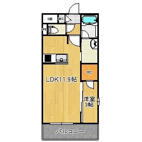 BUENA上大川前通3-II(1LDK/5階)の間取り写真