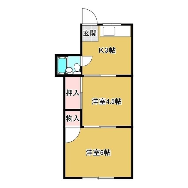 ネスト本塩(2K/2階)の間取り写真