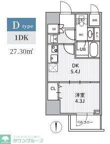 S-RESIDENCE住吉AQUACHT(1DK/2階)の間取り写真