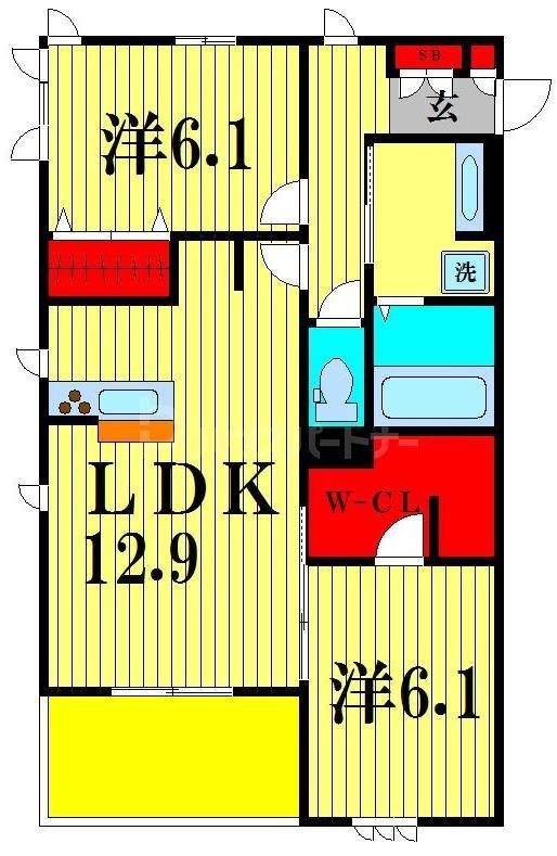 リシェス II(2LDK/3階)の間取り写真