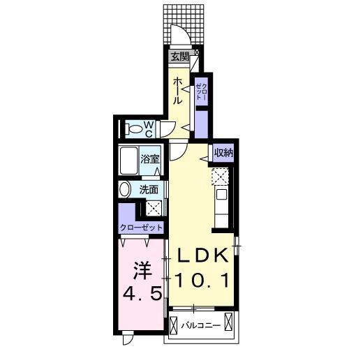 ノース・フィオーレ(1LDK/1階)の間取り写真
