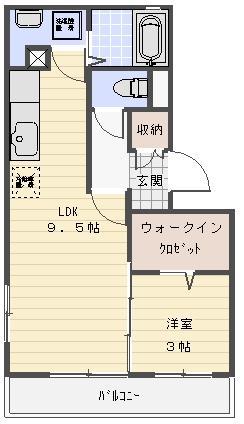 リビングタウン江戸橋 A(1DK/2階)の間取り写真