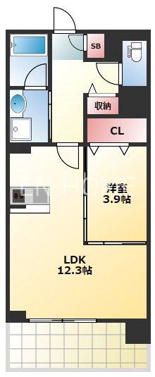 MAISON COULEUR UESHIO(1LDK/4階)の間取り写真