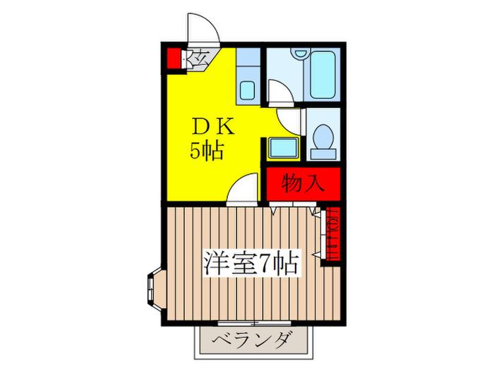 グランデュール武蔵野B(1DK/2階)の間取り写真