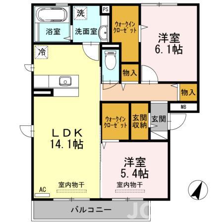 ボナール メルヴェイユ(2LDK/3階)の間取り写真
