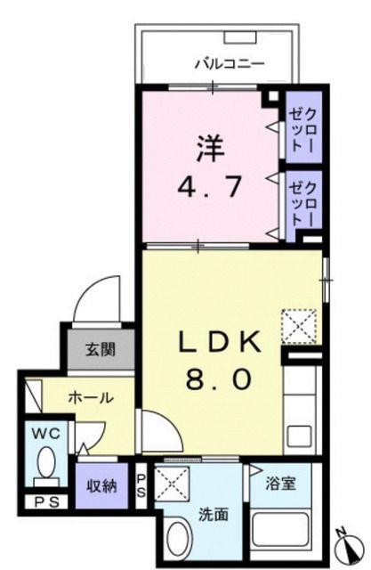 GLANZ(1LDK/1階)の間取り写真