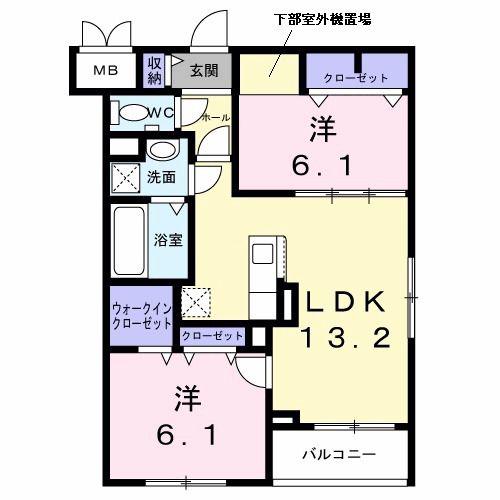 セレーナ オーヴェスト(2LDK/3階)の間取り写真