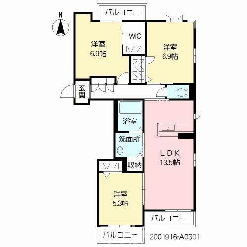 ハッピーステイ(3LDK/3階)の間取り写真