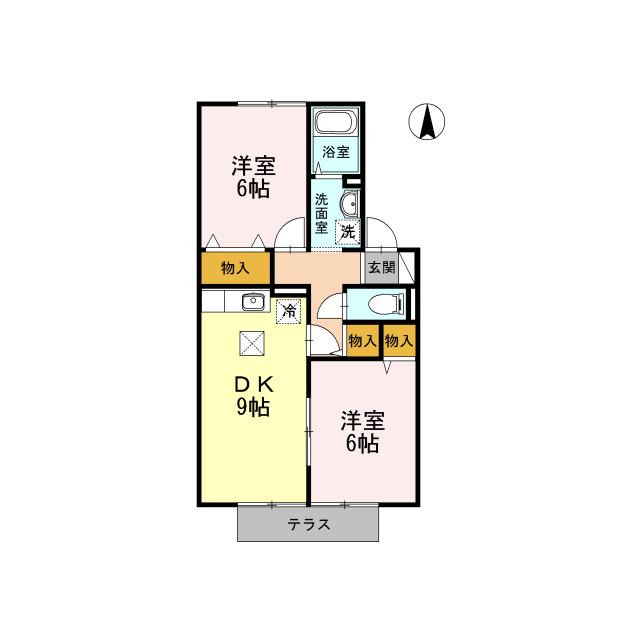 D-ROOM メゾンHAYAKAWA(2DK/1階)の間取り写真