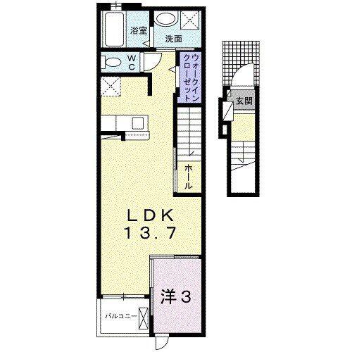 アウローラ(1LDK/2階)の間取り写真