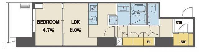 シーズンフラッツ上杉(1LDK/4階)の間取り写真