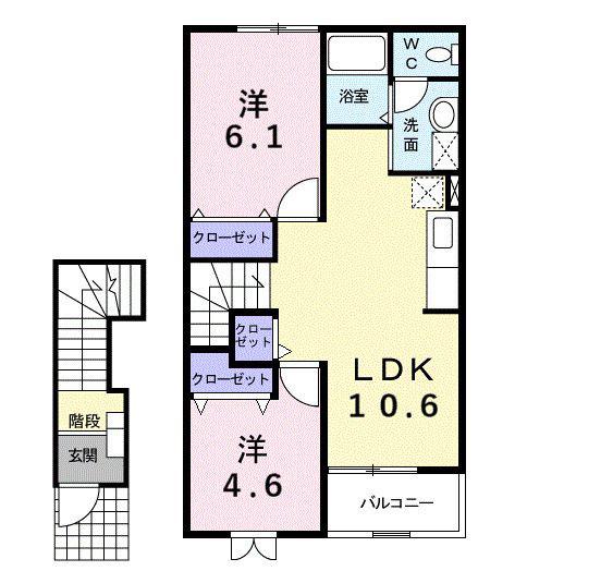 サンパルク日進(2LDK/2階)の間取り写真