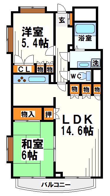 マノワール(2LDK/2階)の間取り写真
