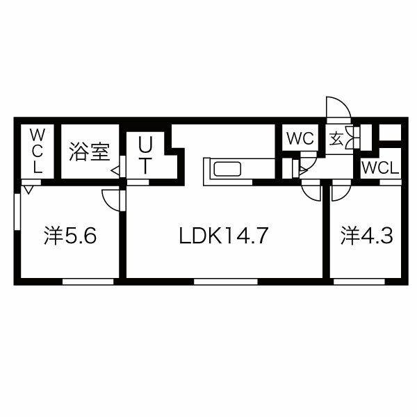 ラ・メゾン宮の沢(2LDK/1階)の間取り写真