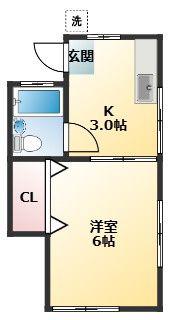 ハイツフェリス(1K/1階)の間取り写真