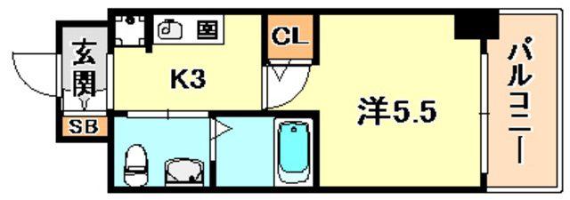 エスリード神戸ウエスト(1K/3階)の間取り写真