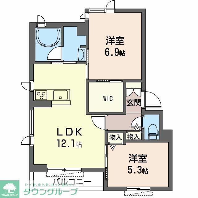 ヴィラージュエム(2LDK/2階)の間取り写真