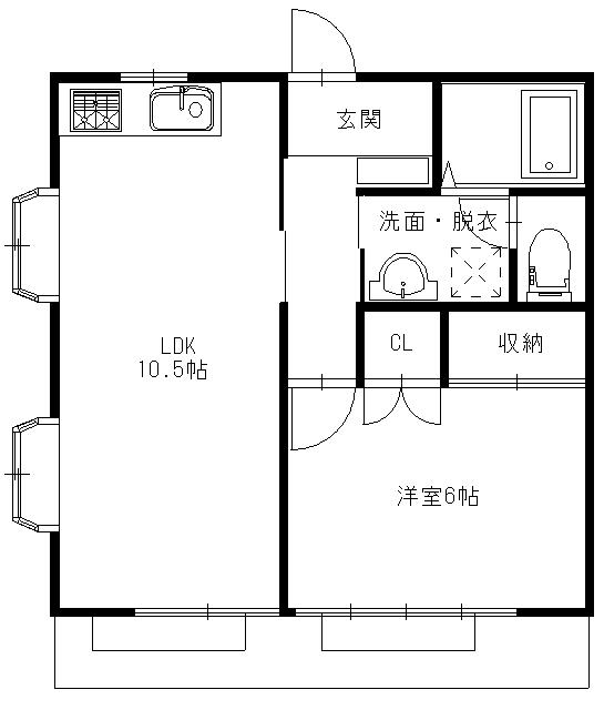 さくまコーポ(1LDK/1階)の間取り写真