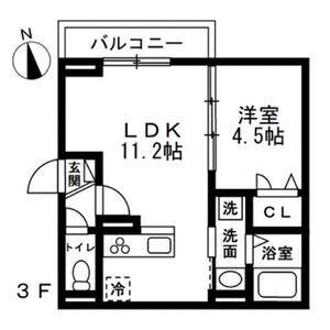 練馬区錦2丁目共同(1LDK/3階)の間取り写真