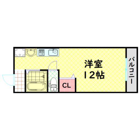 フラッグス肥後橋(ワンルーム/4階)の間取り写真